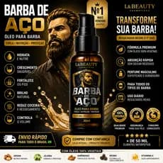 Óleo Para Barba Crescimento Fortalecimento Hidratação Brilho e Anti Frizz 30ml Barba de Aço L&Beauty
