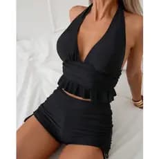 Conjunto de Tankini de Verão, Roupa de Banho Push Up para Praia, Biquíni de Duas Peças, Roupa de Banho Feminina para Pis