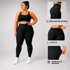 Calça Legging Plus Size Feminina Cintura Alta Modeladora Sem Transparência Treino Casual