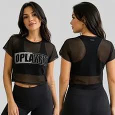 Cropped Telinha Fitness Feminino Academia Tela Leve Estampa Silk Moderno Confortável