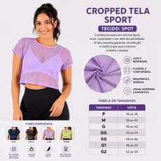 Cropped Feminino em Tela Leve Transparente Academia e Dia a Dia Estilo Fitness Academia
