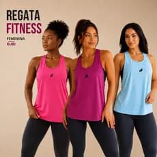 Regata Fitness Feminina Rubi Academia Dry Fit Proteção UV50 Não Transparente Treino Corrida
