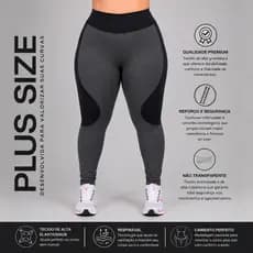 Calça Legging Plus Size Feminina Cintura Alta Modeladora Sem Transparência Conforto Fitness