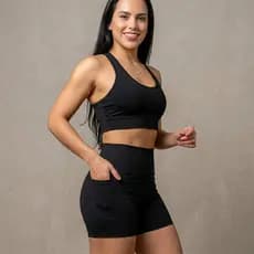 Conjunto Feminino Academia  Top e Short Sem Transparência Alta Compressão Roupa Academia Cintura Alta