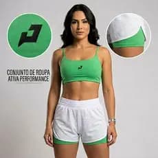 Conjunto Fitness Feminino Top com Short Duplo Corrida Academia Treino Confortável Premium