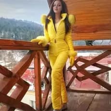 Macacão de Esqui Feminino 2025, Macacão de Neve Quente para Inverno com Luvas, Capuz, Roupa de Esqui à Prova de Vento co