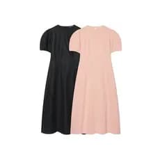 Vestido Midi Feminino TFMLN, Decote Redondo, Mangas Curtas Bufantes, Zíper, Vestido Slim para o Dia a Dia, Versátil e Ca