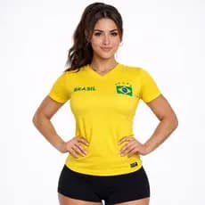 Camiseta Brasil Feminina Copa 2026 Torcida Amarela Futebol Dry Fit Baby look Verde Amarela