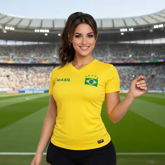 Camiseta Dry Fit Feminina Brasil Amarela Futebol Secagem Rápida Leve Torcida Babylook Copa 2026