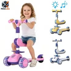 Patinete Infantil Dobrável com Luzes LED Brilhantes e Freio Ajustável de Altura Seguro
