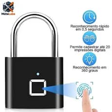 Cadeado Inteligente Impressão Digital Sem Chave Suporte 20 Digitais Portátil
