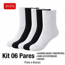 KIT 6 Pares Meia CANO ALTO Fitness | Algodão Macio Academia | Unissex Conforto Pronta Entrega Brasil