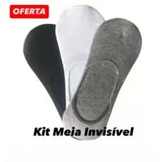 Meia Invisível Sapatilha Soquete Premium Algodão com Silicone Kit 3 6 12  Pares