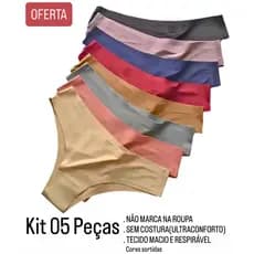 KIT 5 Calcinhas Sem Costura CORTE A LASER | Cores SORTIDAS Variadas | Tanga Conforto NÃO MARCA na Roupa
