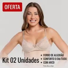 KIT 2 Sutiãs Arco Sem Bojo SUSTENTAÇÃO | Alça Reforçada | Cores Preto Nude Rosa | Pronta Entrega Brasil