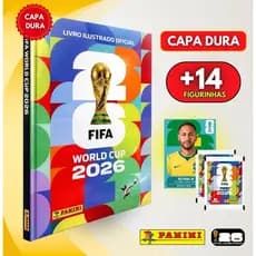 Álbum Capa Dura Da Copa Do Mundo Fifa 2026 + 14 Figurinhas