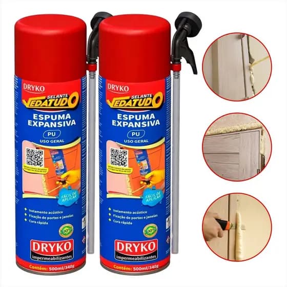 Kit 2 unidades Selante De Poliuretano 340g 500 ml Dryko Espuma Expansiva