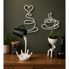 Kit Decoração Cozinha Cantinho do Café | Caneca Infinita + Boneco Vaso + Quadros Decorativos Café