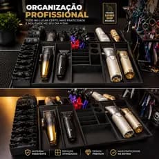 Kit Organizador Profissional para Barbearia, organizador de Maquinas, Bancada Acessorios Barber Shop