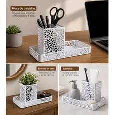 Organizador de Mesa Decorativo Artha Organic™ Bandeja | Porta Objetos Multiuso para Escritório, Banheiro e Home Office