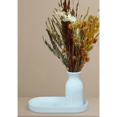 Vaso Decorativo com Bandeja Minimalista | Decoração Moderna Elegante para Sala, Quarto e Escritório