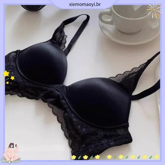 Novo estilo borda de renda doce sem costura roupa interior feminina seios pequenos reunidos para olhar grande sem anel d