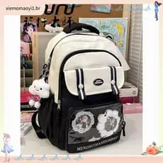 Novo estilo estudante mochila estilo japonês ins mochila escolar de grande capacidade com camada de dor mochila transpa