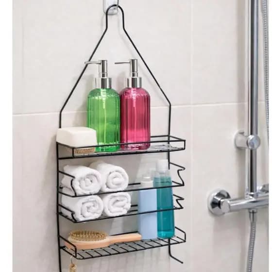 Suporte para Banheiro 2kg Preto Sofisticado 3 Andares Porta Shampoo Condicionador E Sabonete Para Chuveiro Banheiro Box