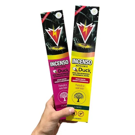 Kit  CAIXA Incenso Repelente Duck Mata Mosquito com 60 varetas com Suporte e Selo Anvisa