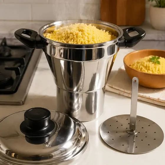 Cuscuzeiro Nordestino Alumínio Polido N°14 Cuscuzeira