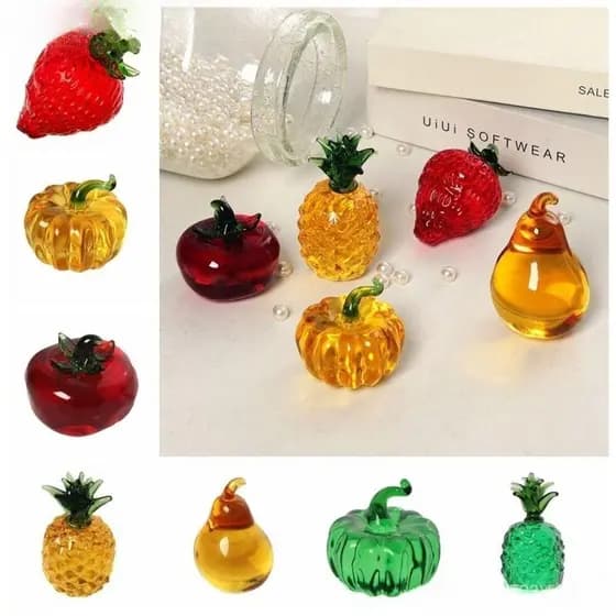 Decoração De Frutas Artificiais , Artesanato Em Vidro , Enfeites Interessantes De Morango E Abóbora , Simulados