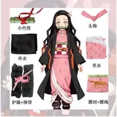 Fantasia de Cosplay de Demon Slayer Kamado Nezuko para Adultos e Crianças, Kimono Japonês para Meninas, Uniforme de Hall