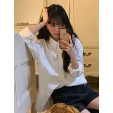Estilo Preppy camisa branca feminina início da primavera 2026 novo estilo camisa pequena chique linda camisa pequena man