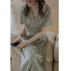 Terno verificado lapela chá Break vestido francês feminino verão 2026 novo estilo High-End camisa elegante saia longa
