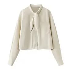 1-3 jaqueta curta feminina primavera verão outono novo estilo francês Commuter rendas gola camisa solta de manga comprid