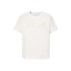Camiseta 9-22 feminina verão novo estilo moda francês em torno do pescoço brilhante seda frisado Design pequena fragrânc