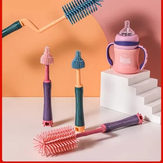 Escova de garrafa de Silicone escova de chupeta de bebê escova de palha rotativa escova de garrafa de lavagem escova de