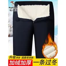 Woodpecker forro de lã engrossado calças casuais homens inverno cordeiro velo quente algodão calças exterior Wear resist