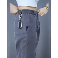 Street Wear calças casuais masculinas soltas em linha reta gelo seda não-cinza pai calças masculinas confortáveis Tencel