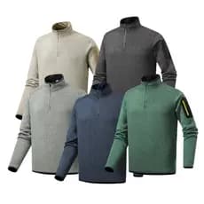 Pássaros ao ar livre!Zíper laminado!Outono inverno esportes masculinos Casual gola meio zíper lã malha moletom na moda