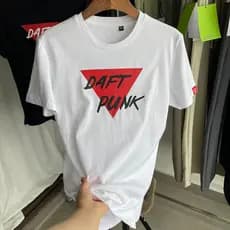 Casa de Feijão!100 Algodão!Macio e confortável!Camiseta masculina Casual de manga curta com estampa de gola redonda e et