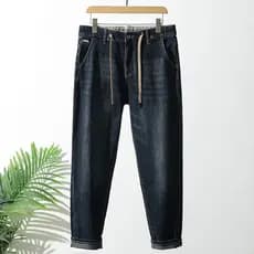 H Home~79 Algodão!Lavar um pouco elástico!Etiqueta de corte outono inverno cordão rendas cônico magro tornozelo comprime