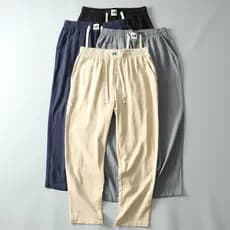 Exportar para a Holanda!Mistura de linho!Primavera verão cintura elástica em linha reta calças casuais masculinas estilo