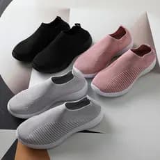 Tecido voador respirável!Pedido de final de fábrica feminino leve confortável sola macia resistente ao desgaste sapatos