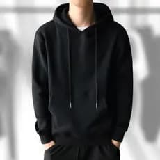 Moletom com capuz masculino forro de lã engrossado outono inverno moletom solto masculino jaqueta Casual cor sólida pulô