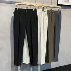 Primavera outono novo estilo único plissado calças masculinas soltas calças retas versão coreana na moda negócios Casual