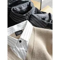 Estilo britânico elegante cavalheiro camisola masculina primavera outono novo estilo elegante Popular camisa gola falso