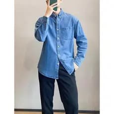 Camisa jeans masculina manga longa primavera outono novo estilo Casual moda Retro exterior Wear camisa masculina Yuppie