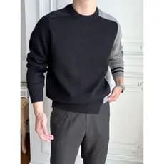 Outono inverno novo estilo camisola masculina versão coreana Casual único contraste cor em torno do pescoço camisola mas