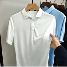 Camisa POLO masculina de manga curta com lapela respirável Casual All-Match camiseta verão estilo fino